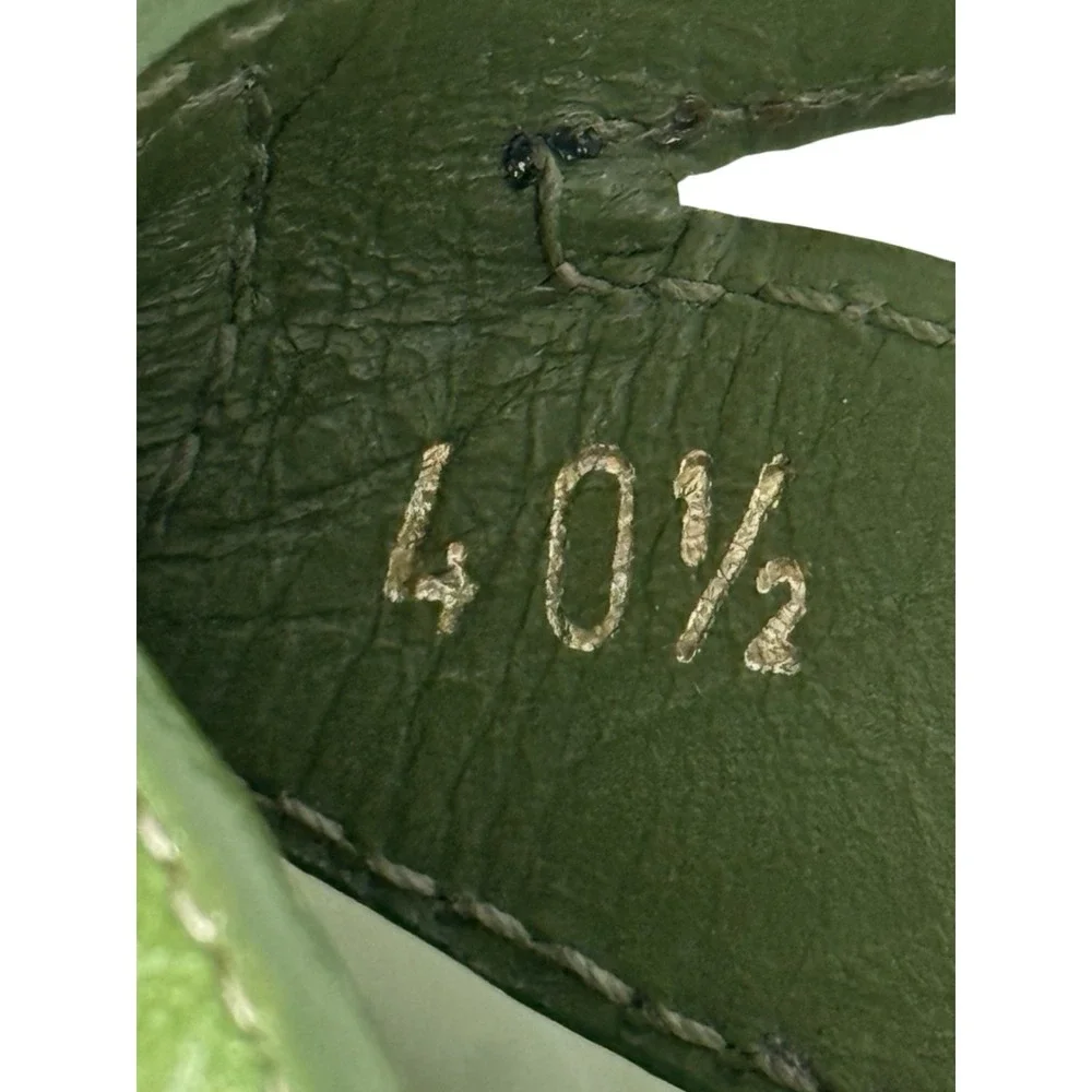 Tod's Womens EU 40.5 US 10.5 Studded High Heel Sandals Green Leather Casual